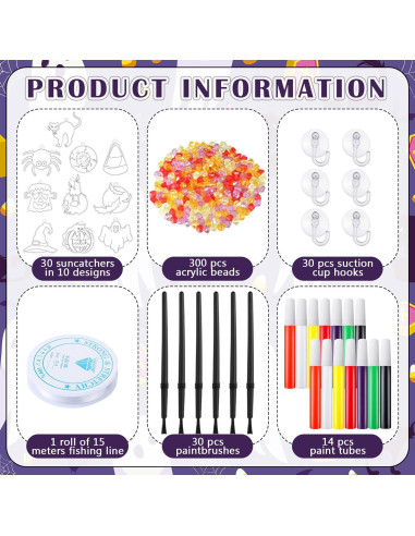 Kit de Manualidades Halloween Sonwyoung 30 Suncatchers Brillantes