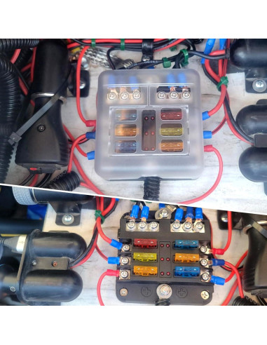 Caja de Fusibles 6 Vías UCkasayfy 12V/24V DC con LED