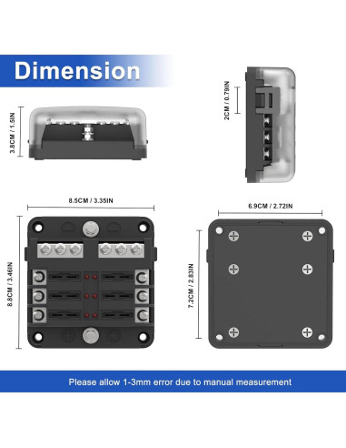 Caja de Fusibles 6 Vías UCkasayfy 12V/24V DC con LED