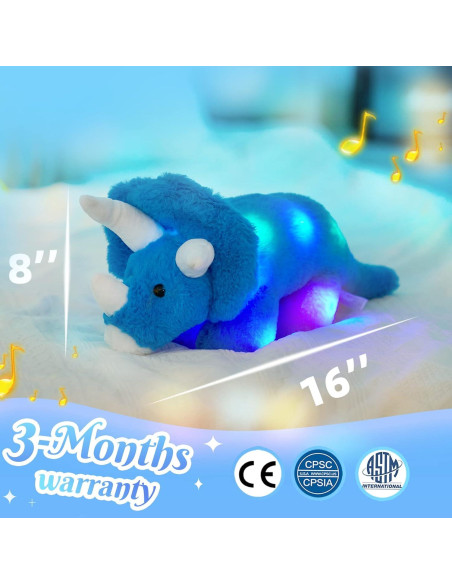 Dinosaurio Triceratops de Peluche Musical Guardias Brillantes 40cm