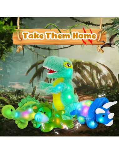 Dinosaurio Triceratops de Peluche Musical Guardias Brillantes 40cm