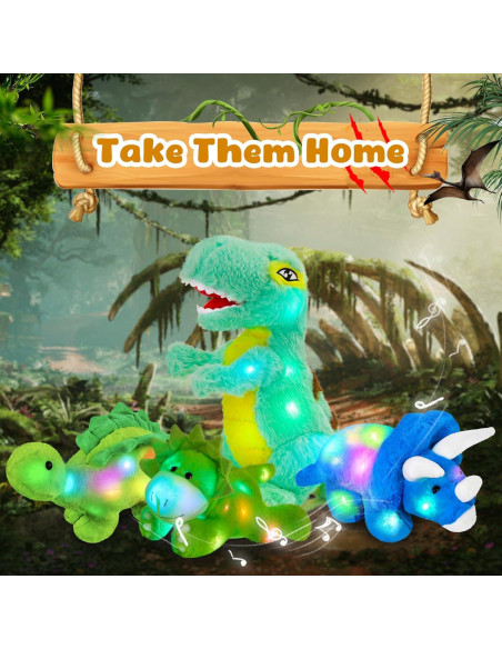 Dinosaurio Triceratops de Peluche Musical Guardias Brillantes 40cm