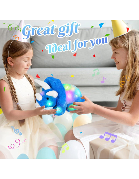 Dinosaurio Triceratops de Peluche Musical Guardias Brillantes 40cm