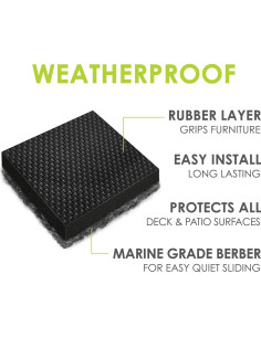 Deslizadores de Muebles GorillaOutdoor 6.35 cm a Prueba de Clima - Paquete de 4 2