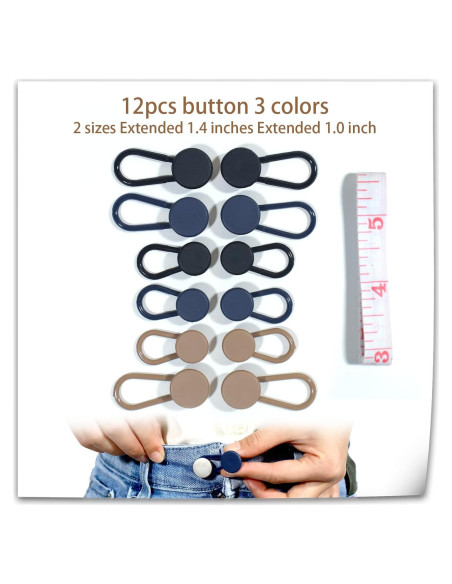 Extensores de Botones para Pantalones Moruiero 12 Pcs 1.52-1.78 cm Extensores de Botones para Pantalones Moruiero 12 Pcs 1.52-1.78 cm