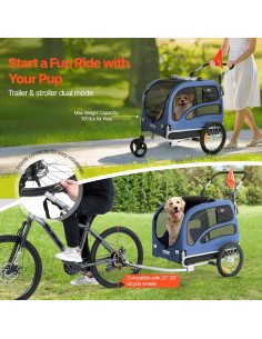 Remolque de Bicicleta para Perros VEVOR 45 kg Plegable Negro 2
