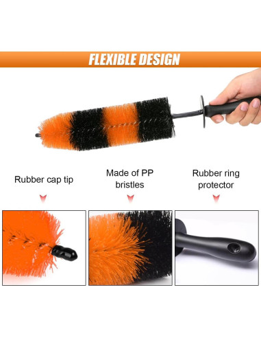 Cepillo para Ruedas de Coche SMILFUY 42.24 cm Naranja y Negro