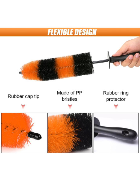 Cepillo para Ruedas de Coche SMILFUY 42.24 cm Naranja y Negro