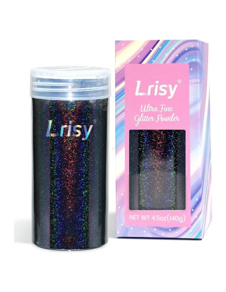 Polvo de Purpurina Holográfica Lrisy 140g Negro Ultra Fino