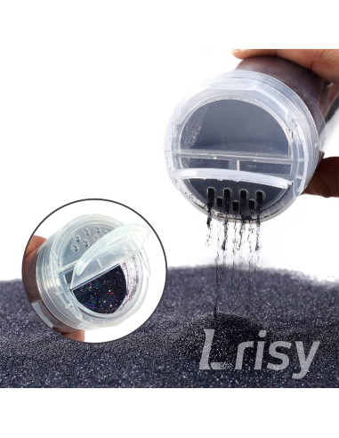 Polvo de Purpurina Holográfica Lrisy 140g Negro Ultra Fino