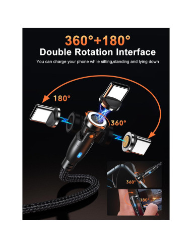 Cable de Carga Magnético USB C VAFOTON 9PIN 2m 18W 2Pack