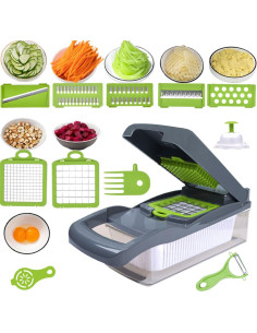 Picador de Verduras Plutuus 14-en-1 con Contenedor 1.5L 2