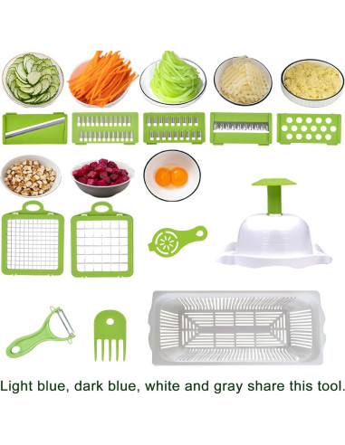 Picador de Verduras Plutuus 14-en-1 con Contenedor 1.5L