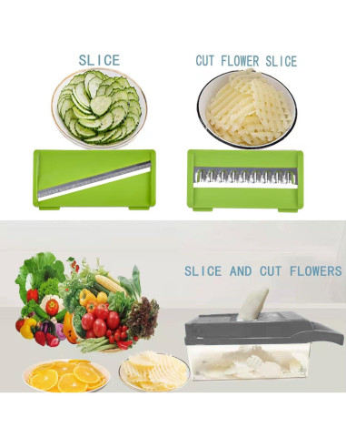 Picador de Verduras Plutuus 14-en-1 con Contenedor 1.5L