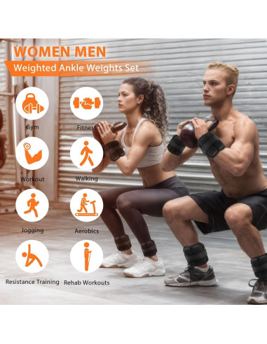 Pesas de Tobillo Ajustables Wolliwa 4.5 kg Neopreno Negro