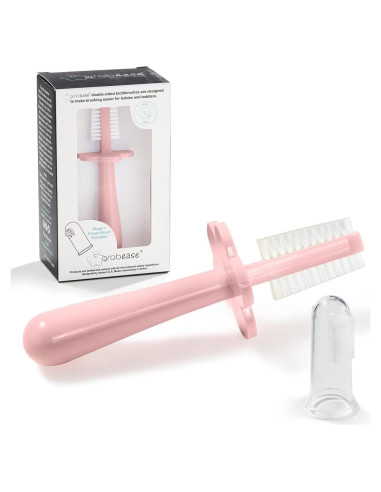 Cepillo de Dientes Doble Cara Grabease Rosa para Bebés 6-48 Meses