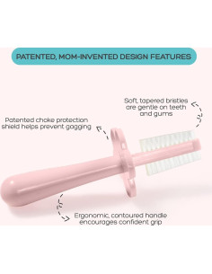 Cepillo de Dientes Doble Cara Grabease Rosa para Bebés 6-48 Meses 2