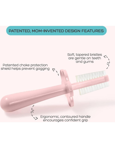 Cepillo de Dientes Doble Cara Grabease Rosa para Bebés 6-48 Meses