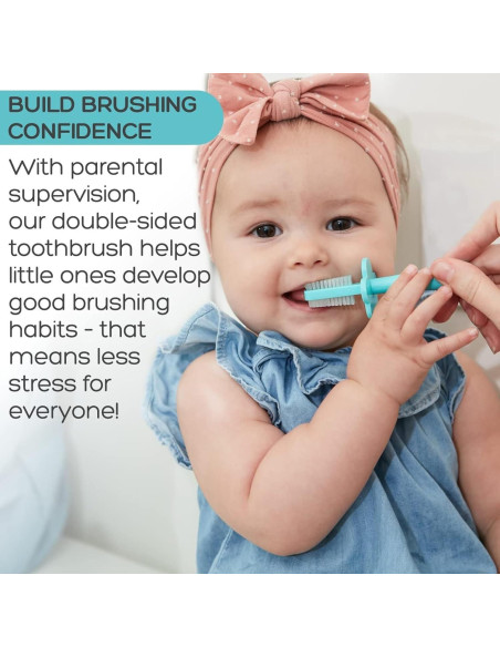 Cepillo de Dientes Doble Cara Grabease Rosa para Bebés 6-48 Meses
