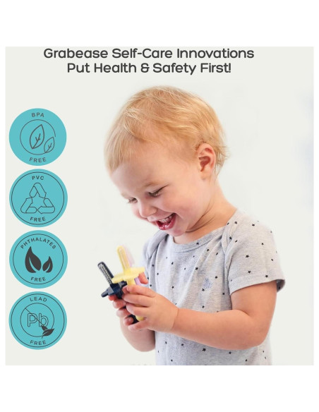 Cepillo de Dientes Doble Cara Grabease Rosa para Bebés 6-48 Meses