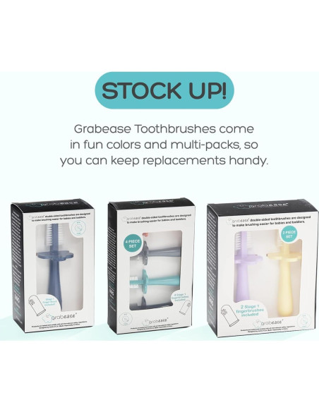 Cepillo de Dientes Doble Cara Grabease Rosa para Bebés 6-48 Meses