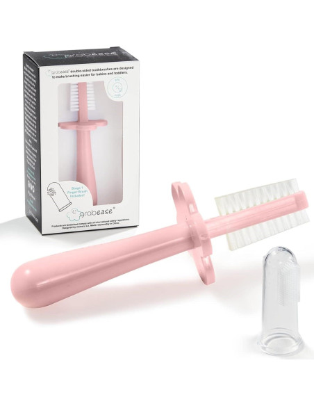 Cepillo de Dientes Doble Cara Grabease Rosa para Bebés 6-48 Meses