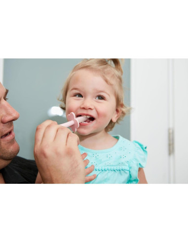Cepillo de Dientes Doble Cara Grabease Rosa para Bebés 6-48 Meses