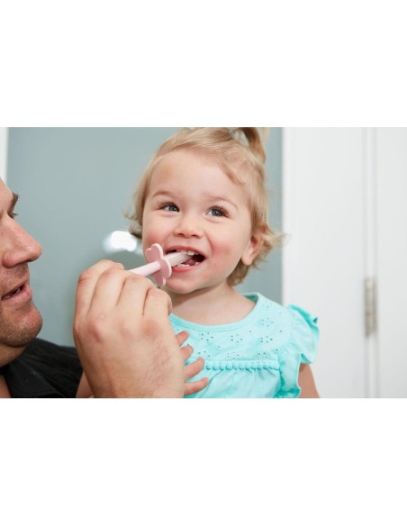 Cepillo de Dientes Doble Cara Grabease Rosa para Bebés 6-48 Meses
