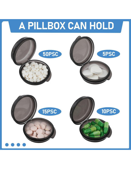 4 Organizadores de Pastillas Portátiles WLLHYF - Negro 4 Organizadores de Pastillas Portátiles WLLHYF - Negro