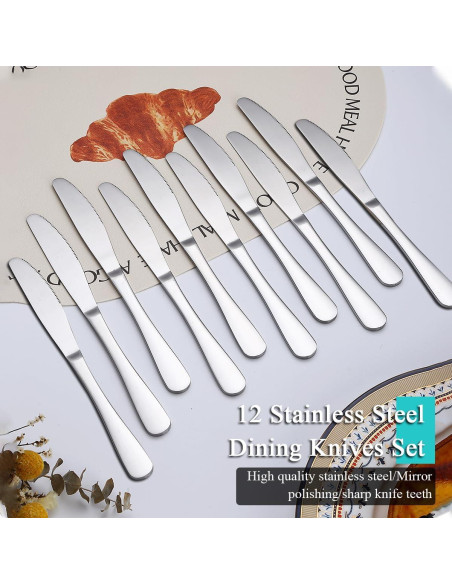 Juego de Cuchillos de Cena Evanda 12 Piezas Acero Inoxidable