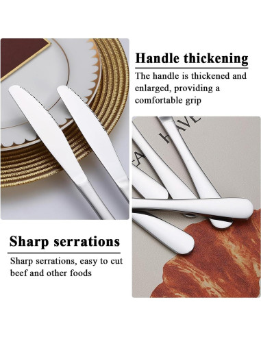 Juego de Cuchillos de Cena Evanda 12 Piezas Acero Inoxidable