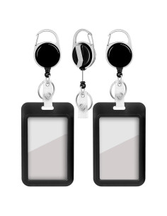 2 Soportes de Insignia Retráctiles COOKOOKY con Clip - Negro