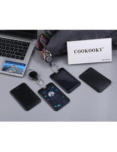 2 Soportes de Insignia Retráctiles COOKOOKY con Clip - Negro 2