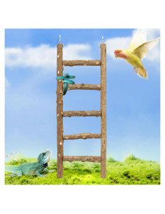 Escalera de Madera para Aves Neeenn 30x8 cm 5 Pasos