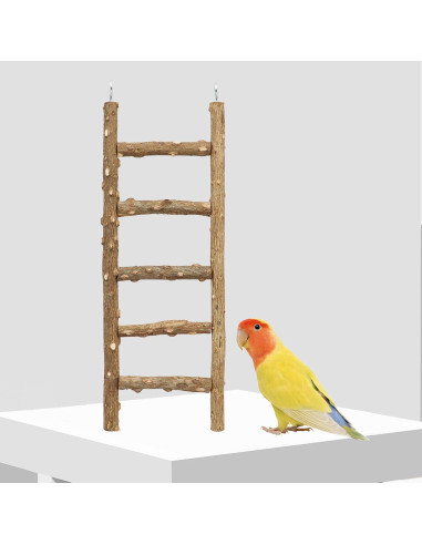 Escalera de Madera para Aves Neeenn 30x8 cm 5 Pasos