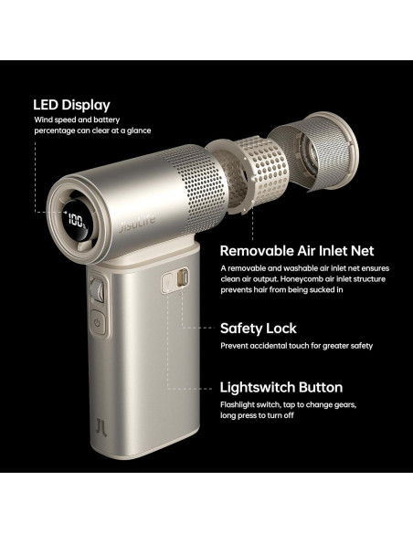 Ventilador Portátil JISULIFE Ultra2 9000mAh 100 Velocidades