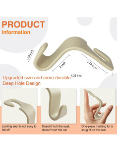 Ganchos para Reposacabezas KULOLO - Paquete de 4 Beige, 24.95 kg 2