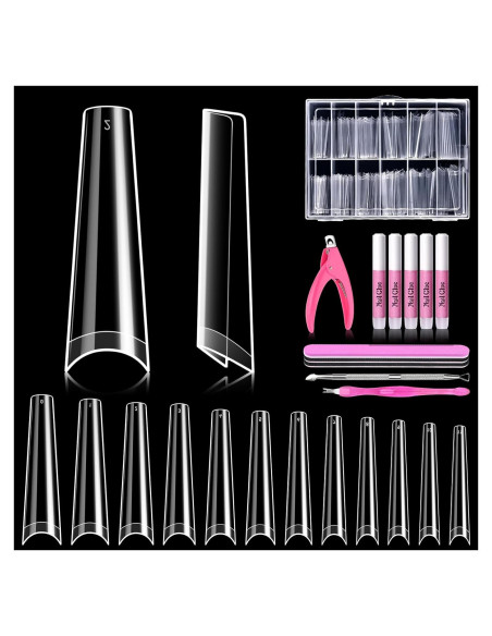 Tips de Uñas Postizas Acrílicas MORGLES 240 Pcs Extra Largas