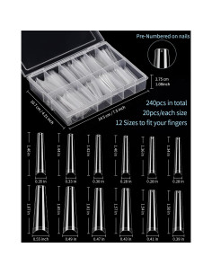 Tips de Uñas Postizas Acrílicas MORGLES 240 Pcs Extra Largas 2