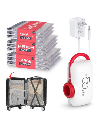 Bolsas de Almacenamiento al Vacío VMstr 9 Pzas con Bomba Eléctrica