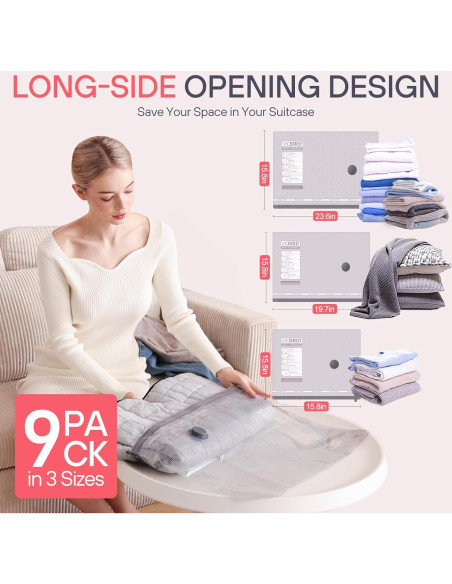 Bolsas de Almacenamiento al Vacío VMstr 9 Pzas con Bomba Eléctrica