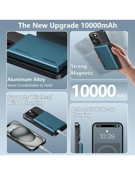 Cargador Portátil Magnético LUCKYDUO 10000mAh Inalámbrico 20W
