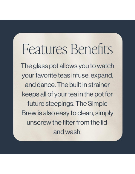 Tetera Rishi Tea Simple Brew 400ml Vidrio Borosilicato con Colador