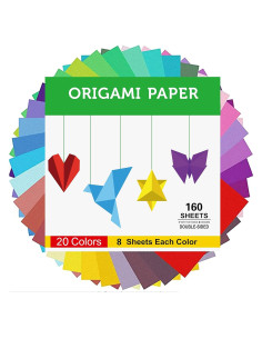 Papel de Origami Doble Cara BUBU 160 Hojas 15x15 cm 20 Colores
