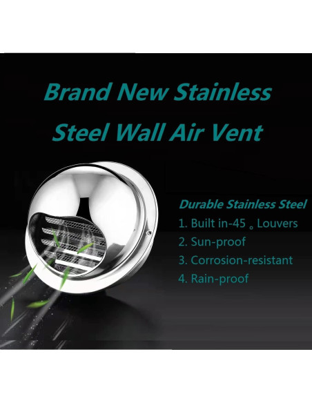 Cubierta de Ventilación de Pared Allvent 4" Acero Inoxidable