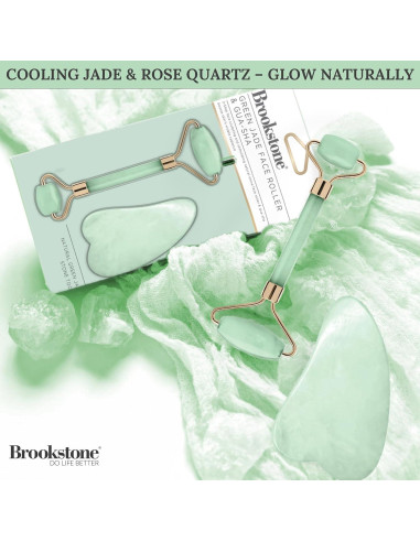 Rodillo Facial de Jade Verde Brookstone - Masajeador Premium