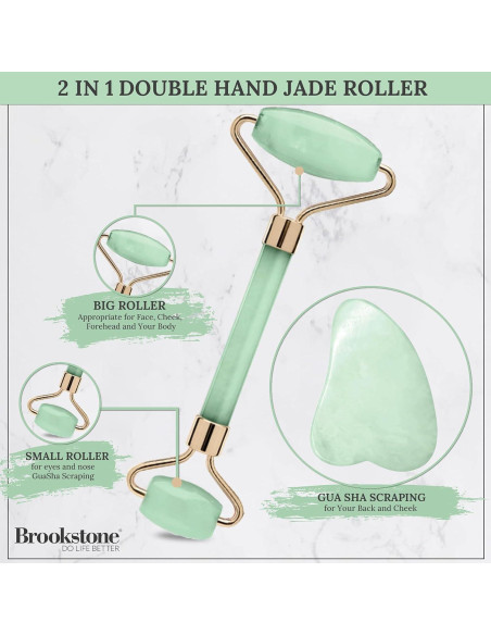 Rodillo Facial de Jade Verde Brookstone - Masajeador Premium
