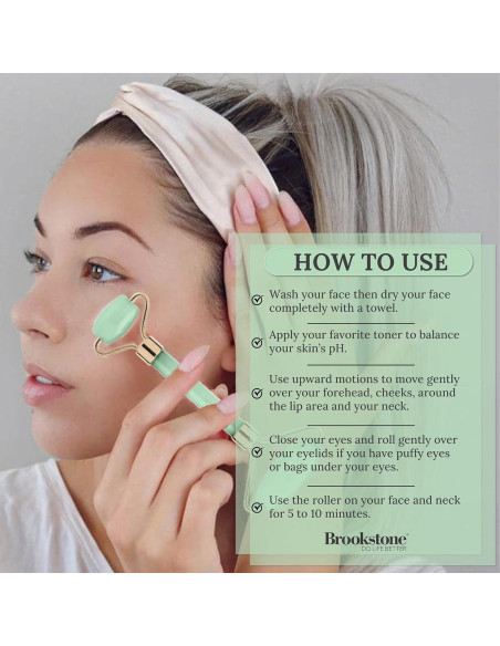 Rodillo Facial de Jade Verde Brookstone - Masajeador Premium