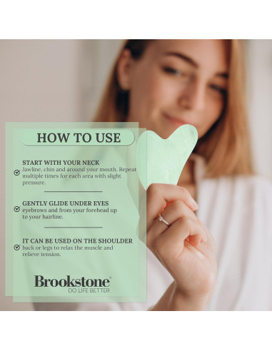 Rodillo Facial de Jade Verde Brookstone - Masajeador Premium