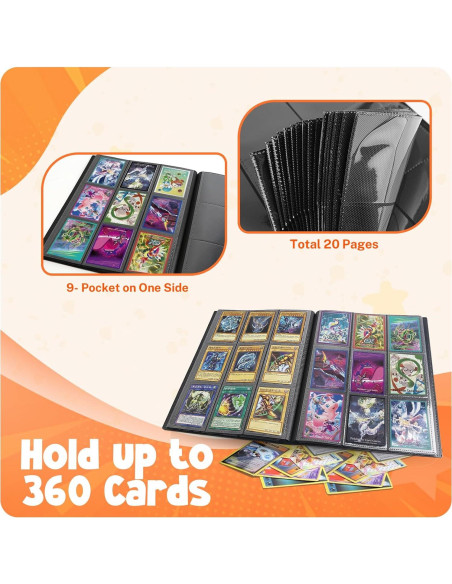 Carpeta para Tarjetas PUPTILY BJBC Negra, 20 Páginas, 360 Tarjetas